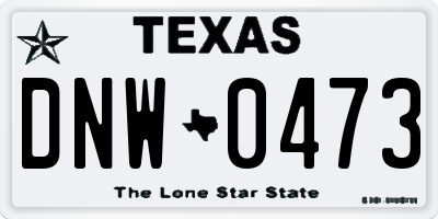 TX license plate DNW0473