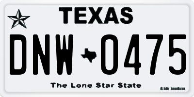 TX license plate DNW0475