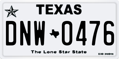 TX license plate DNW0476
