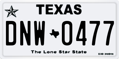 TX license plate DNW0477