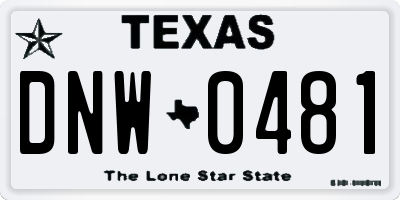 TX license plate DNW0481