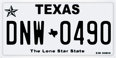 TX license plate DNW0490