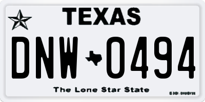 TX license plate DNW0494