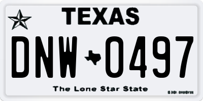 TX license plate DNW0497