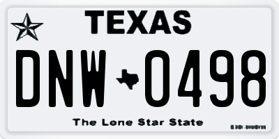 TX license plate DNW0498