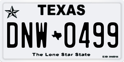 TX license plate DNW0499