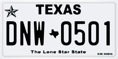 TX license plate DNW0501