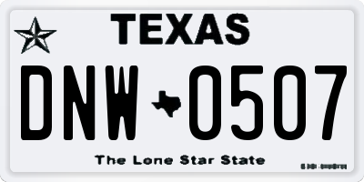 TX license plate DNW0507