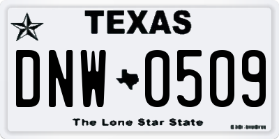 TX license plate DNW0509