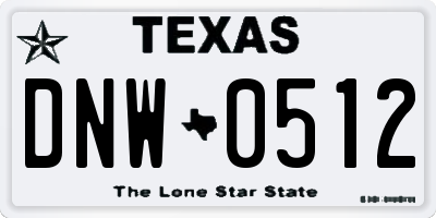 TX license plate DNW0512