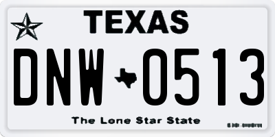 TX license plate DNW0513