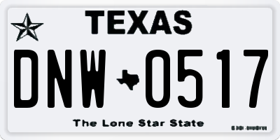 TX license plate DNW0517