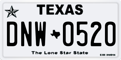 TX license plate DNW0520