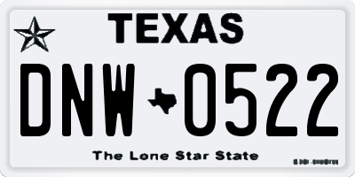 TX license plate DNW0522