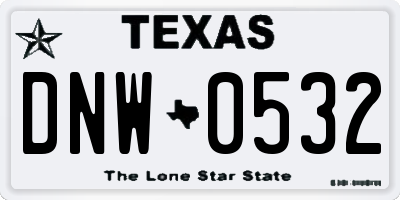 TX license plate DNW0532