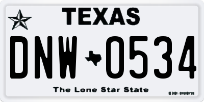 TX license plate DNW0534