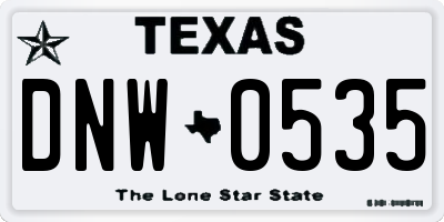 TX license plate DNW0535