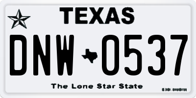TX license plate DNW0537