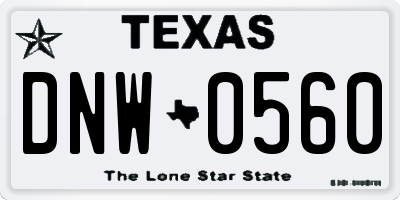 TX license plate DNW0560