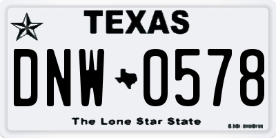 TX license plate DNW0578