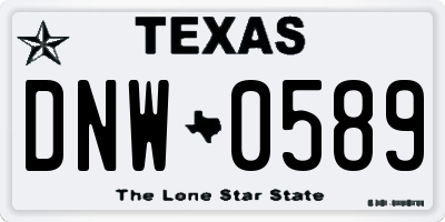 TX license plate DNW0589