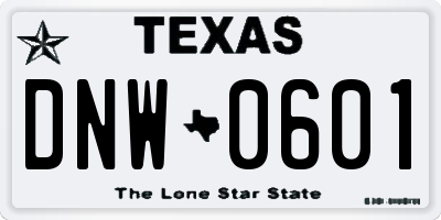 TX license plate DNW0601