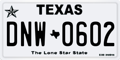 TX license plate DNW0602