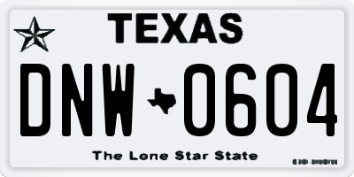 TX license plate DNW0604