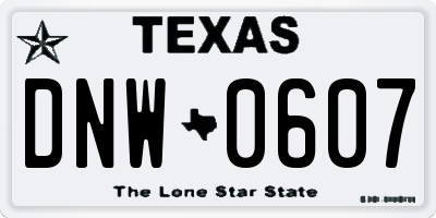 TX license plate DNW0607