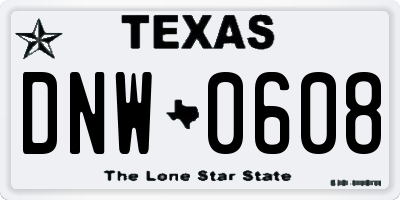 TX license plate DNW0608