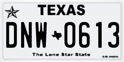 TX license plate DNW0613