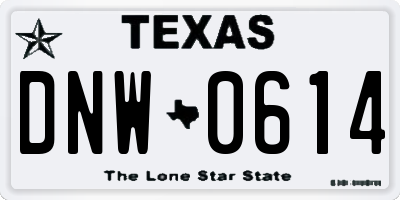 TX license plate DNW0614