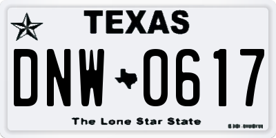 TX license plate DNW0617
