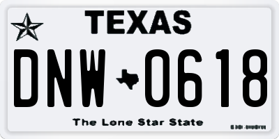 TX license plate DNW0618