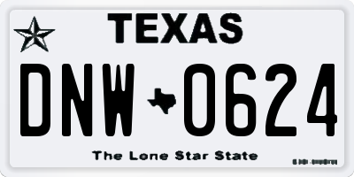 TX license plate DNW0624