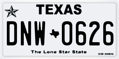 TX license plate DNW0626