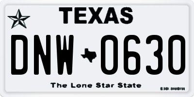 TX license plate DNW0630
