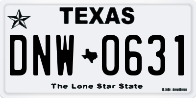 TX license plate DNW0631