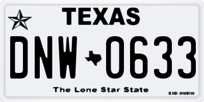 TX license plate DNW0633