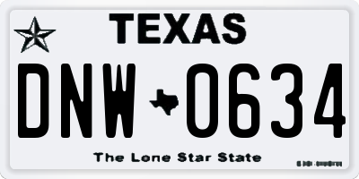 TX license plate DNW0634