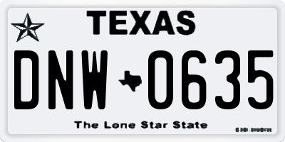 TX license plate DNW0635