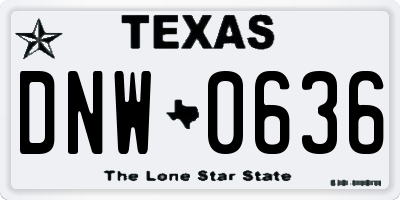 TX license plate DNW0636