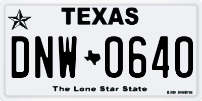 TX license plate DNW0640