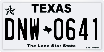 TX license plate DNW0641
