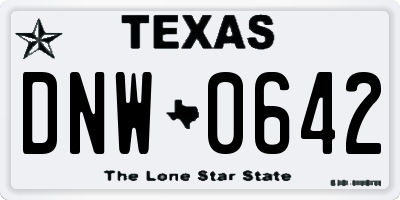 TX license plate DNW0642
