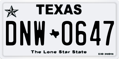 TX license plate DNW0647