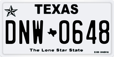 TX license plate DNW0648