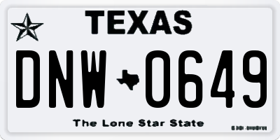 TX license plate DNW0649