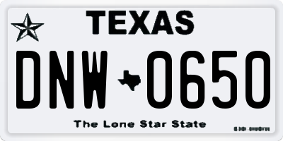 TX license plate DNW0650