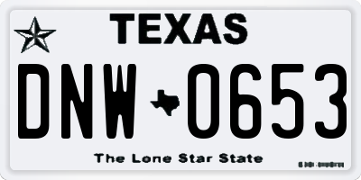 TX license plate DNW0653